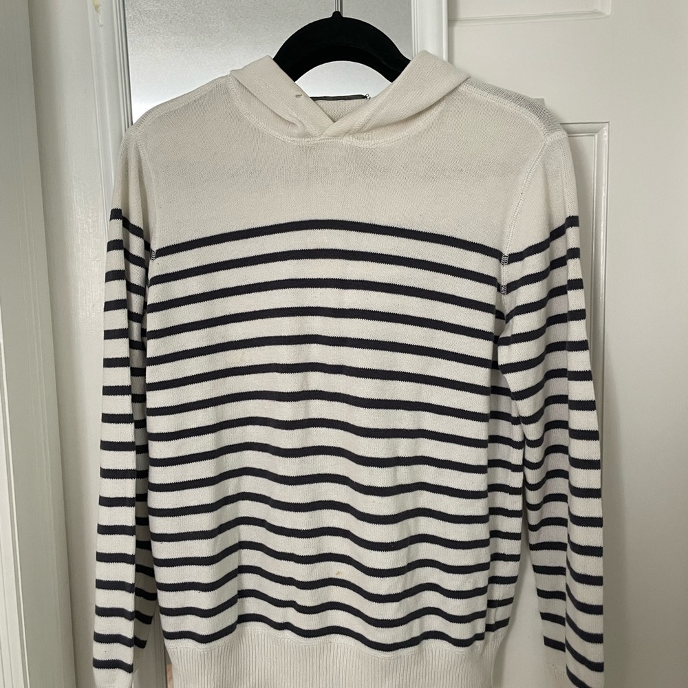 J. Crew Cream Hooded Striped Sweater Size S